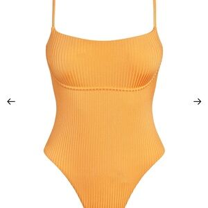 Monday Swimwear Orange One Piece Swimsuit with Textured Fabric